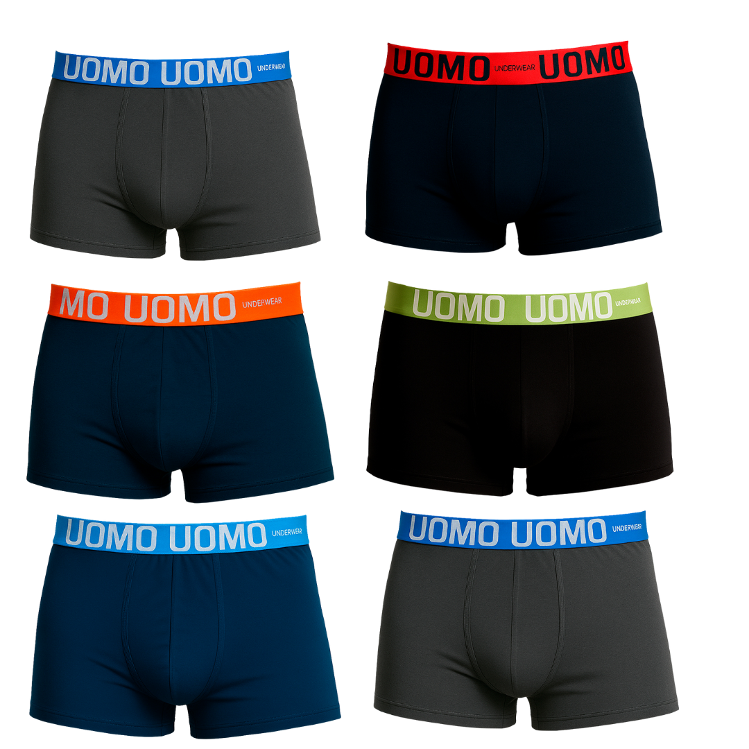 Bóxer Caballero Licra Colores Lisos Confort 6 Piezas