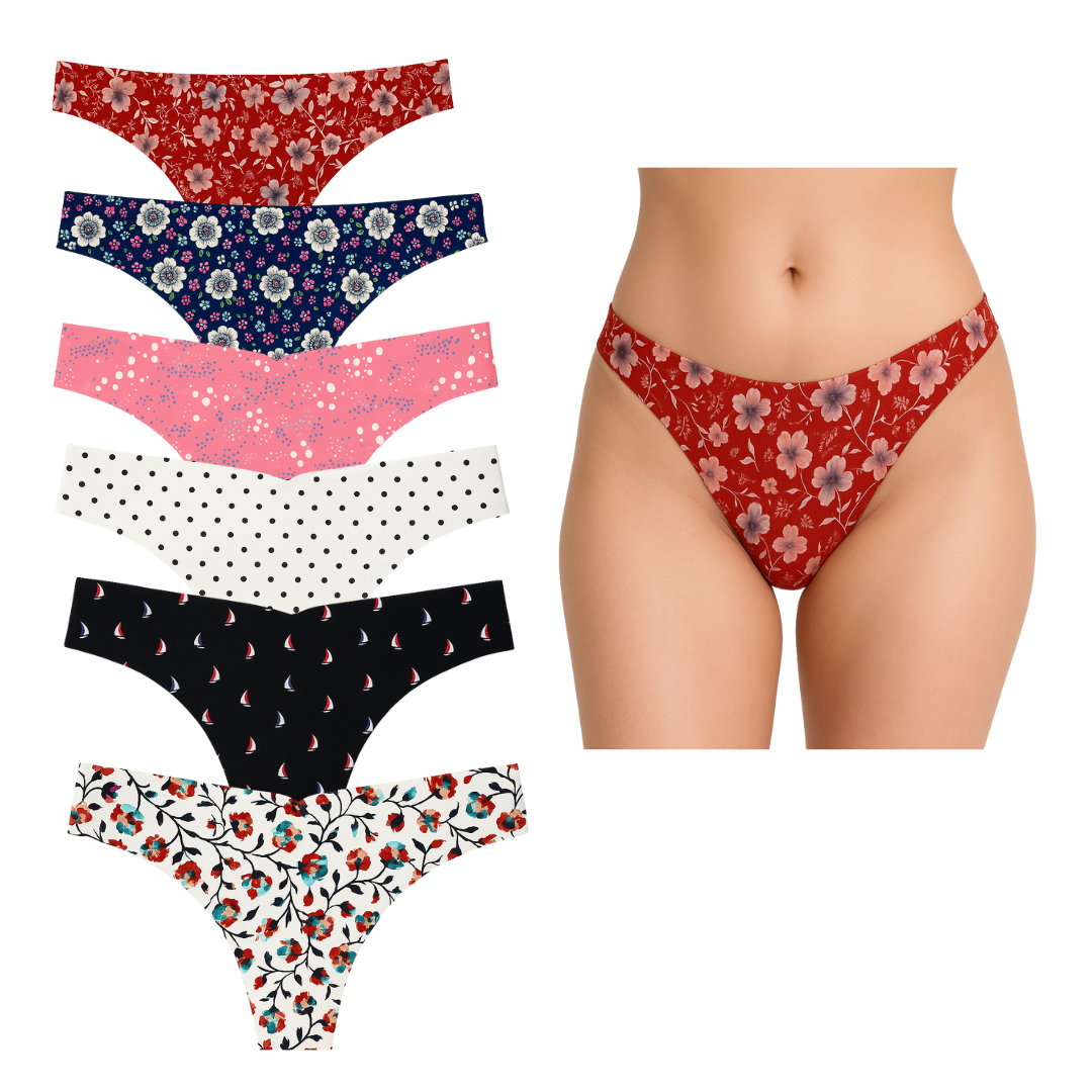 Calzón De Dama Tanga Invisible Sin Costura Confort 6 Piezas