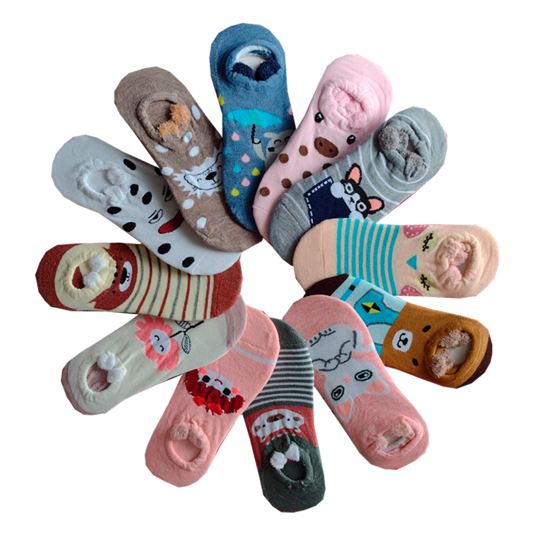 Calcetas De Orejitas 3D Mujer (12 pares)