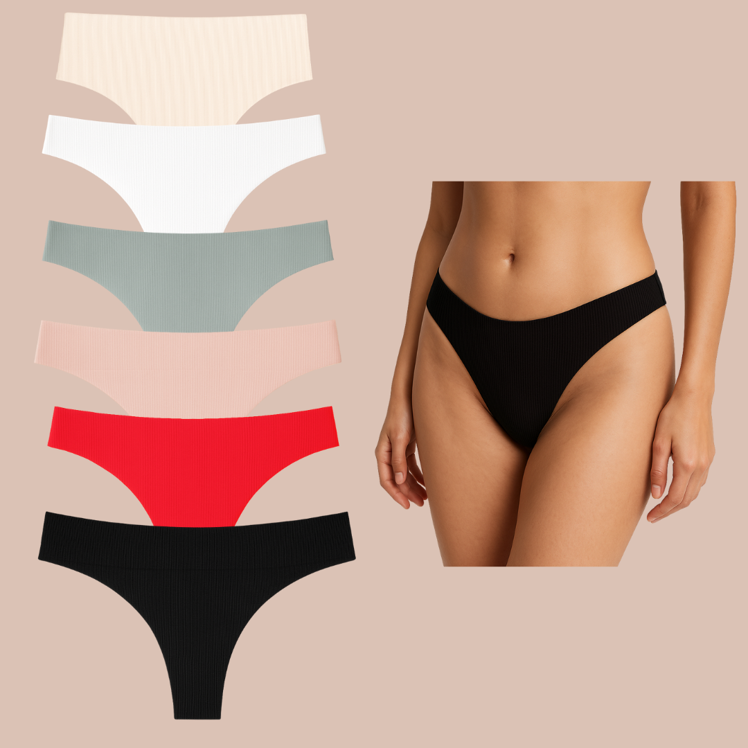 Calzón De Dama Tanga Invisible Sin Costura Confort 6 Piezas