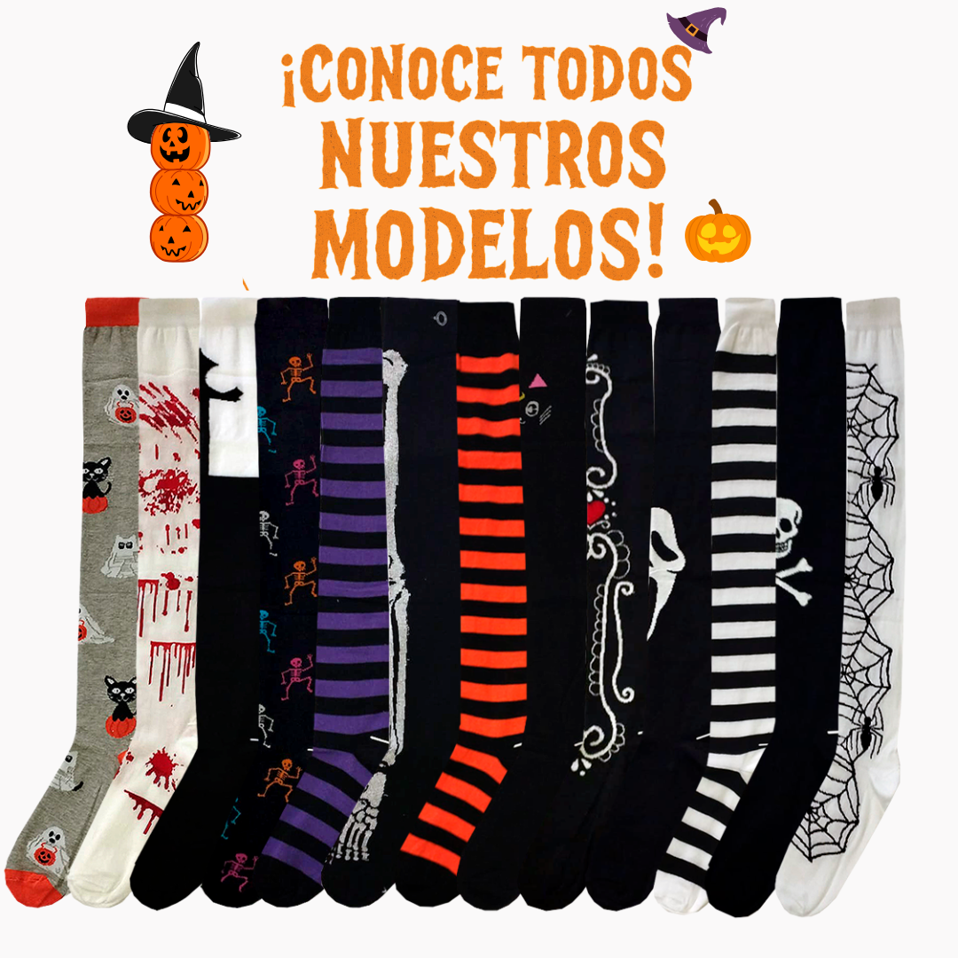 Medias Halloween Diseño De "Rayado Rojo Con Negro"