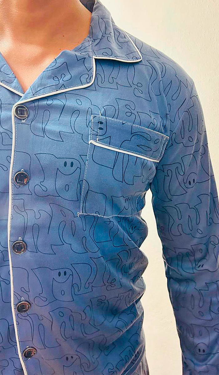 Pijama De Hombre Letras Grafiti Color Azul