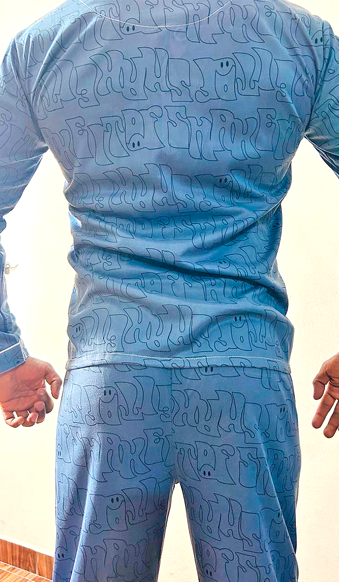Pijama De Hombre Letras Grafiti Color Azul
