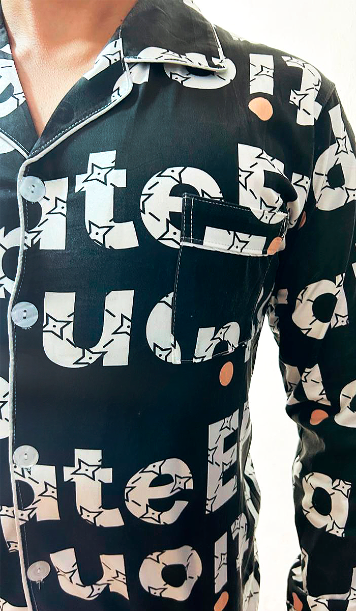 Pijama De Hombre Letras Color Negro