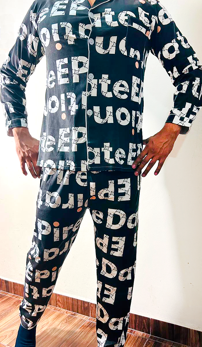 Pijama De Hombre Letras Color Negro