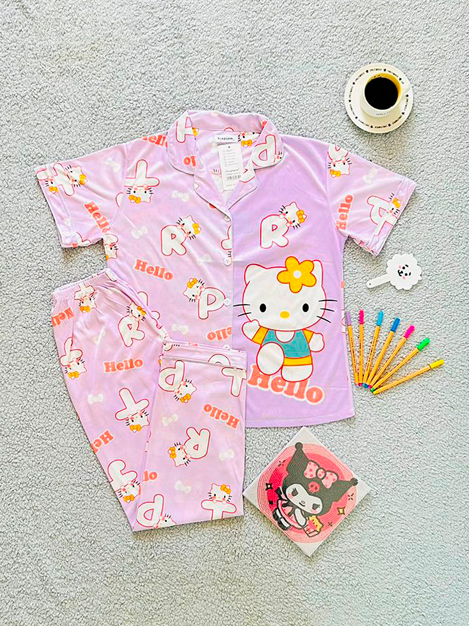 Pijama Botones Diseño De "Hello Kitty"