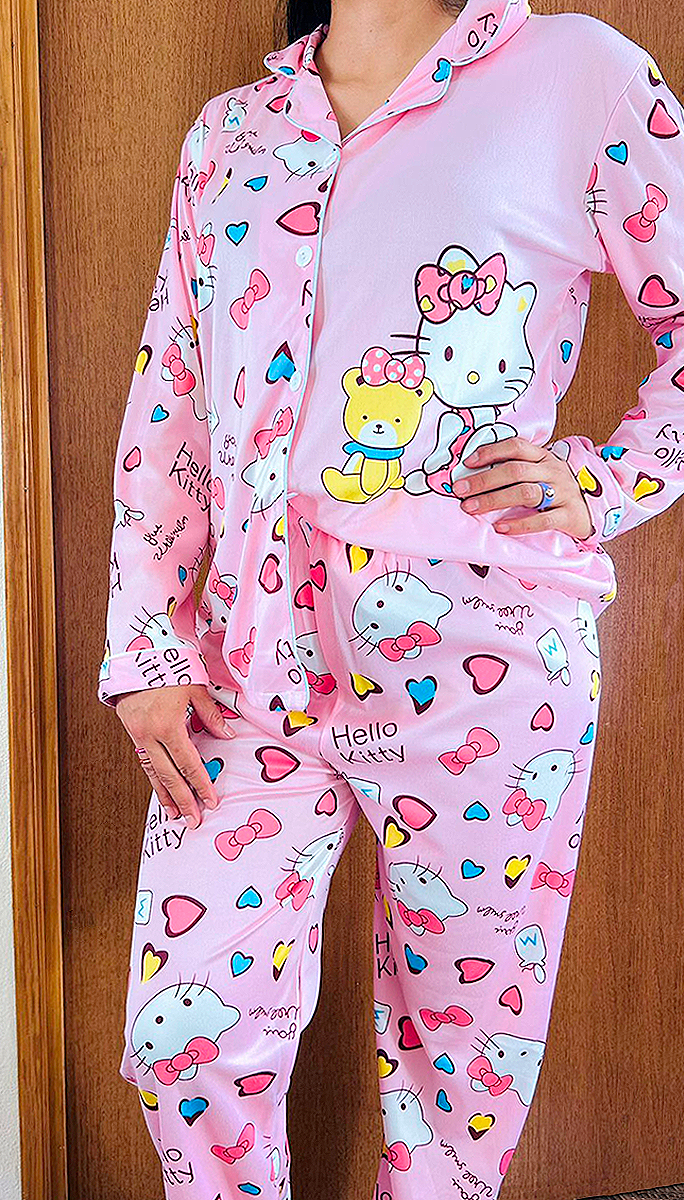 Pijama Botones Diseño De "Kitty Color Rosa"