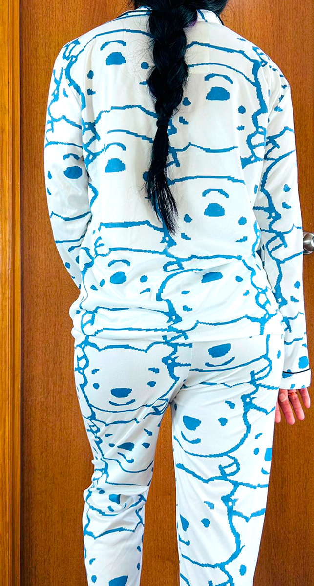 Pijama Botones Diseño De "Winnie Pooh Diseño Color Azul"