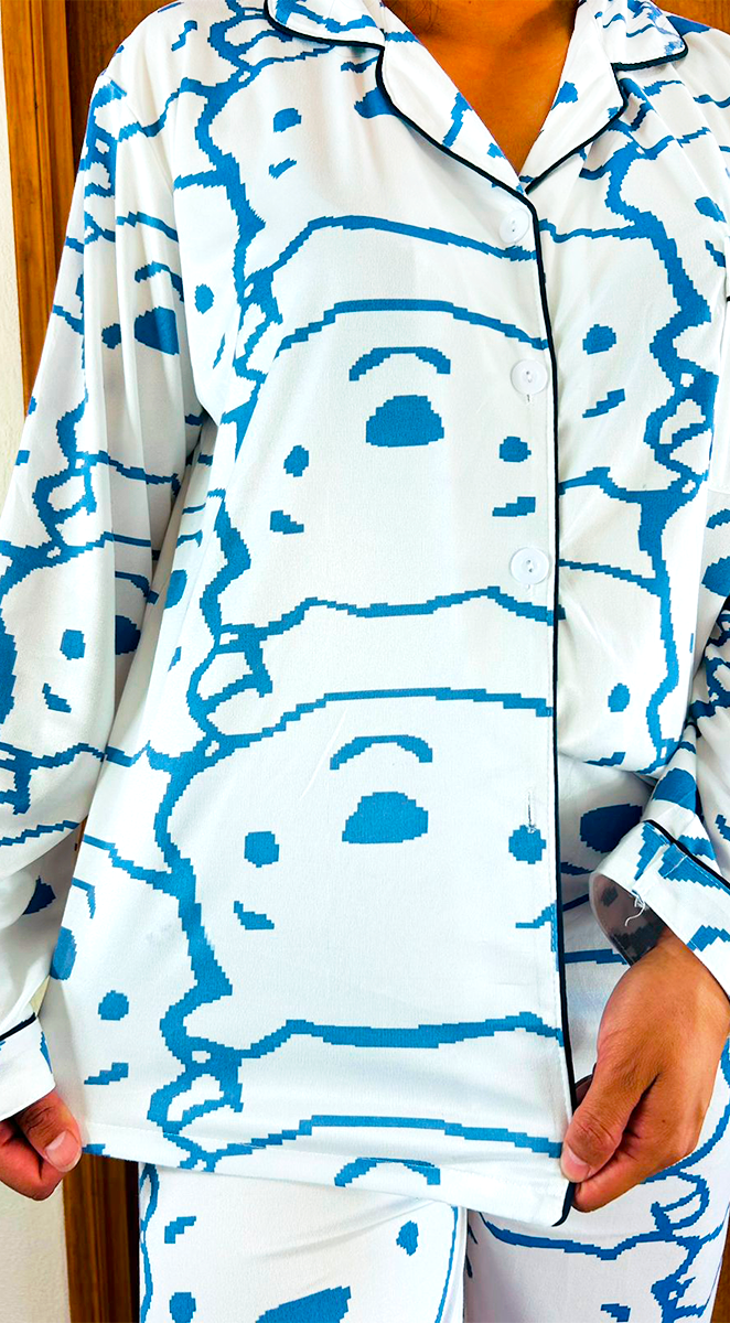 Pijama Botones Diseño De "Winnie Pooh Diseño Color Azul"