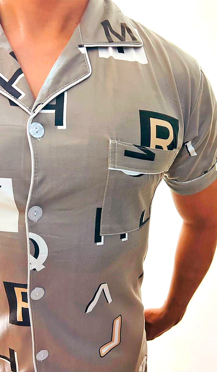 Pijama De Hombre Letras Color Gris