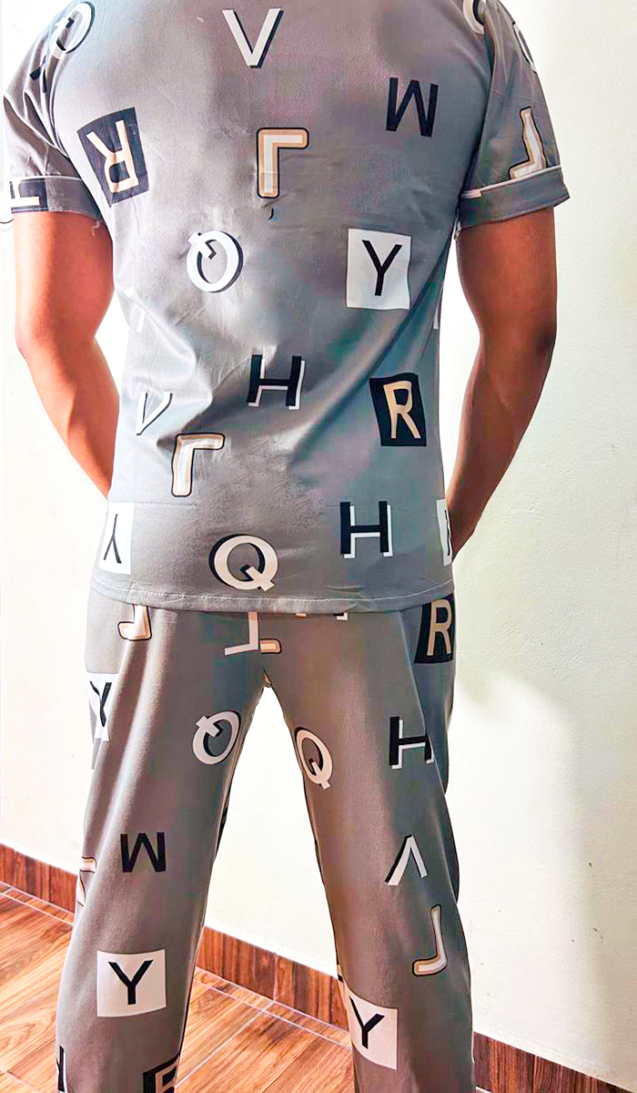 Pijama De Hombre Letras Color Gris