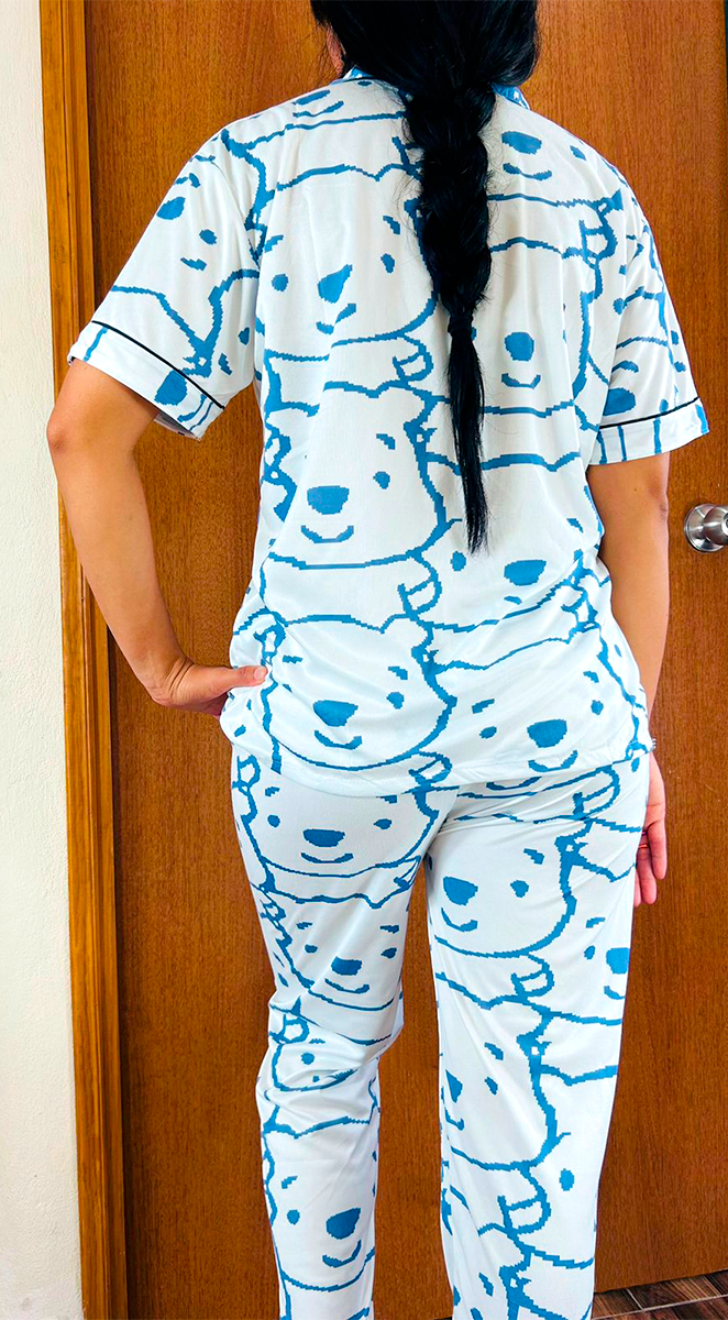 Pijama Botones Diseño De "Winnie Pooh Diseño Color Azul"