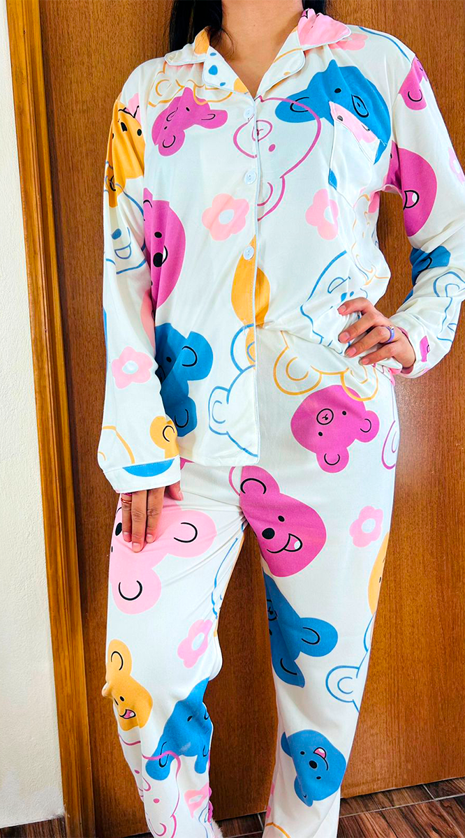 Pijama Botones Diseño De "Osos de Colores"