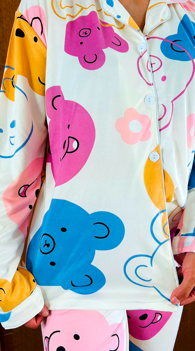 Pijama Botones Diseño De "Osos de Colores"