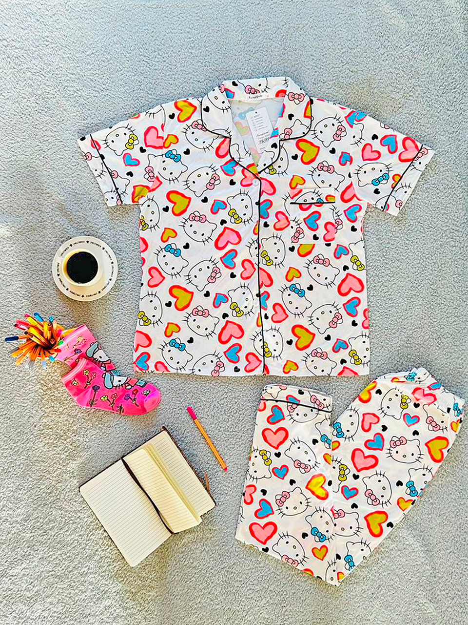 Pijama Botones Diseño De "Kitty"
