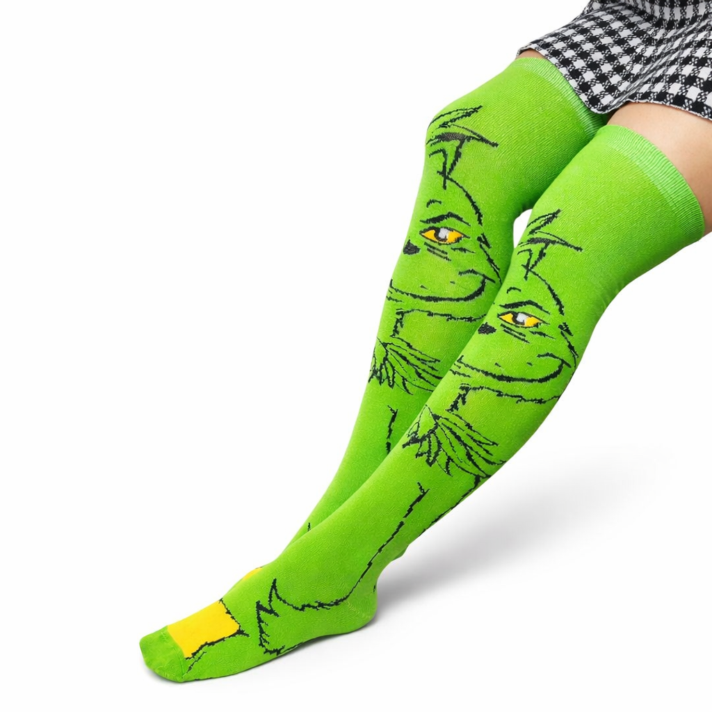 Medias Extra Largas Navideñas Dama Algodón "Grinch Completo"