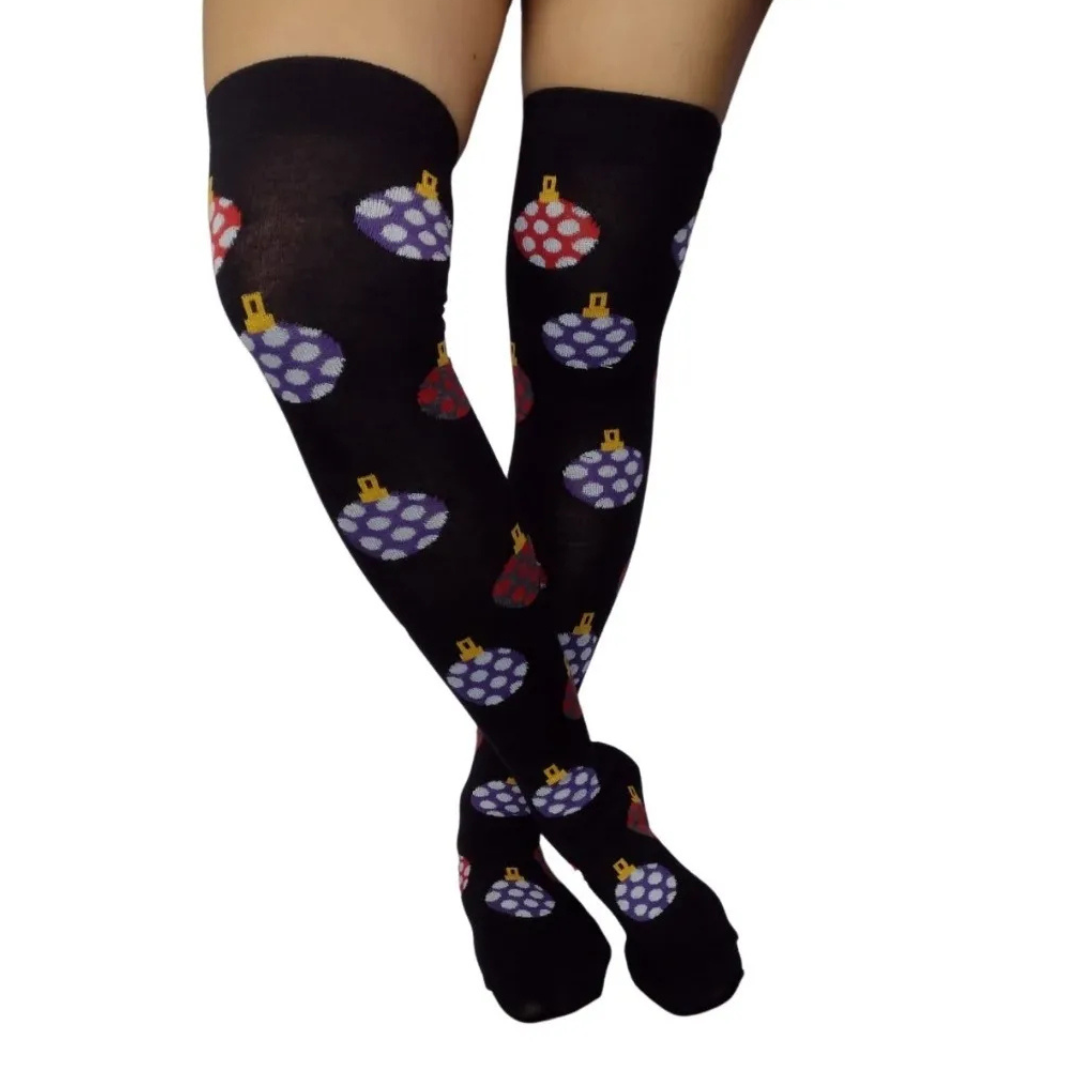 Medias Navidad Mujer Algodón Moda "Esferas" (1 par)