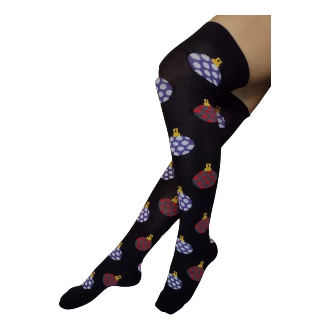 Medias Navidad Mujer Algodón Moda "Esferas" (1 par)
