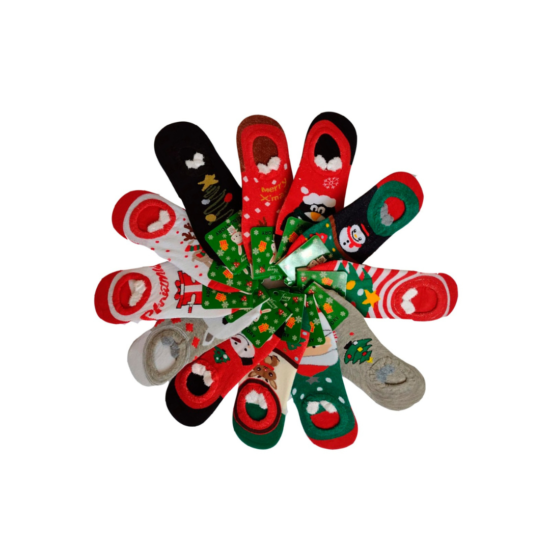 Calcetas Navideñas De Mujer Orejitas Algodón (12 pares)