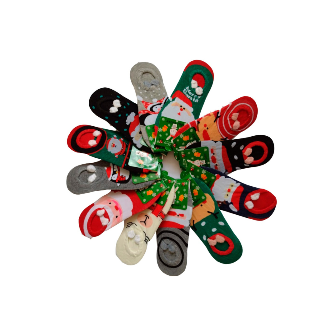 Calcetas Navideñas De Mujer Orejitas Algodón (12 pares)