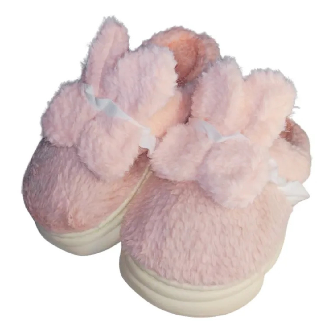 Pantuflas Diseño De Orejitas De Conejo Confort Invierno Suaves Moda Colores