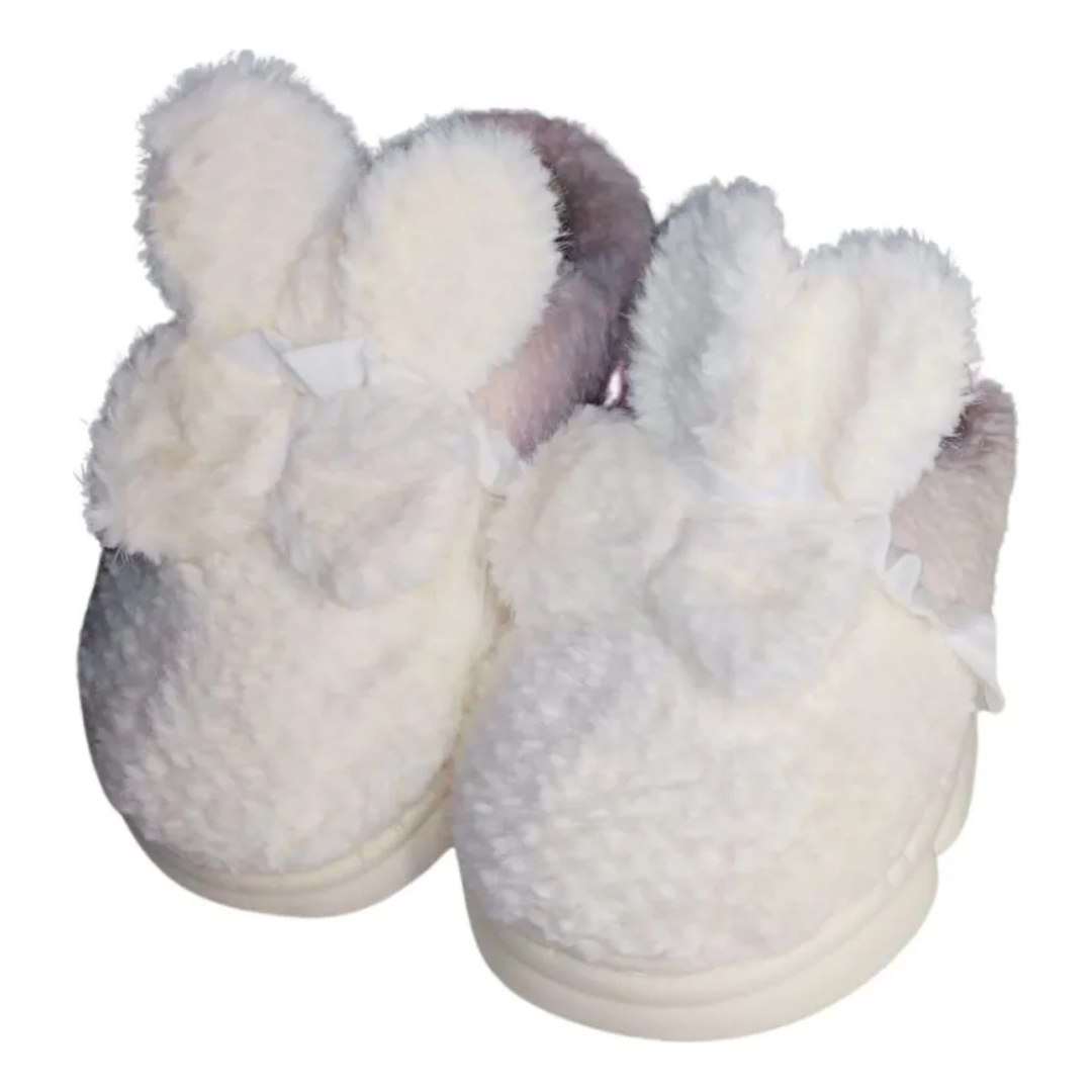 Pantuflas Diseño De Orejitas De Conejo Confort Invierno Suaves Moda Colores