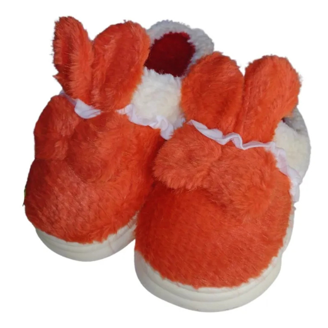 Pantuflas Diseño De Orejitas De Conejo Confort Invierno Suaves Moda Colores