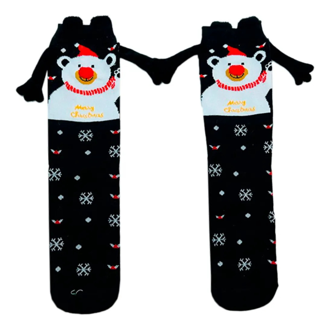 Calcetas Navideñas Manitas Imán Moda Cute Oso Polar Festivo (1 par)