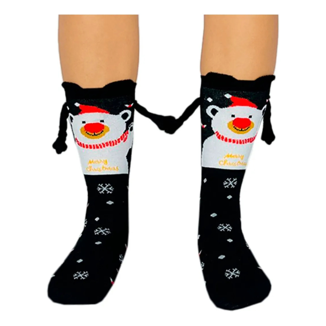 Calcetas Navideñas Manitas Imán Moda Cute Oso Polar Festivo (1 par)