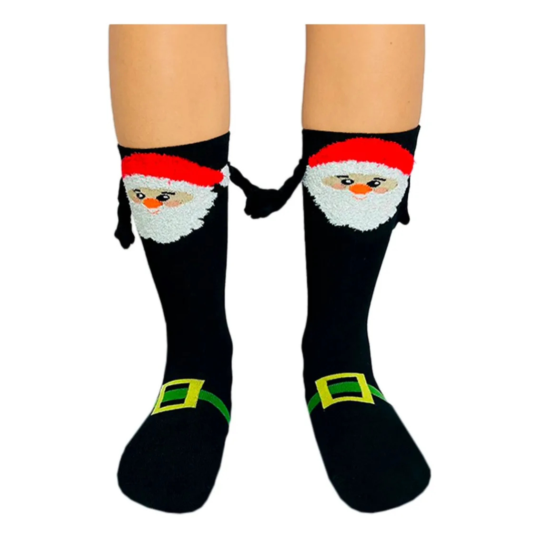 Calcetas Navideñas Manitas Imán Moda Cute Santa Claus (1 par)
