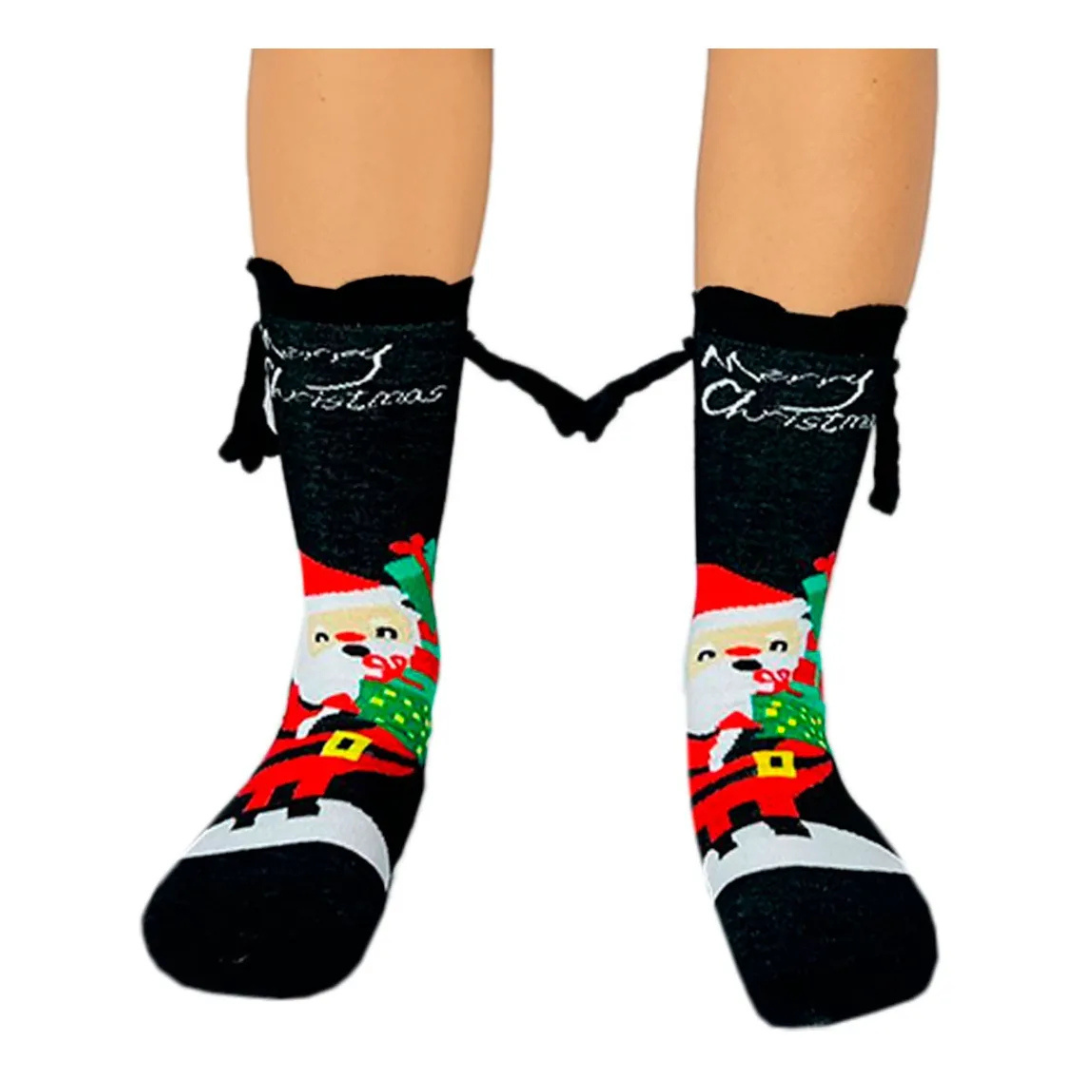 Calcetas Navideñas Manitas Imán Moda Cute Santa Claus Con Regalos (1 par)