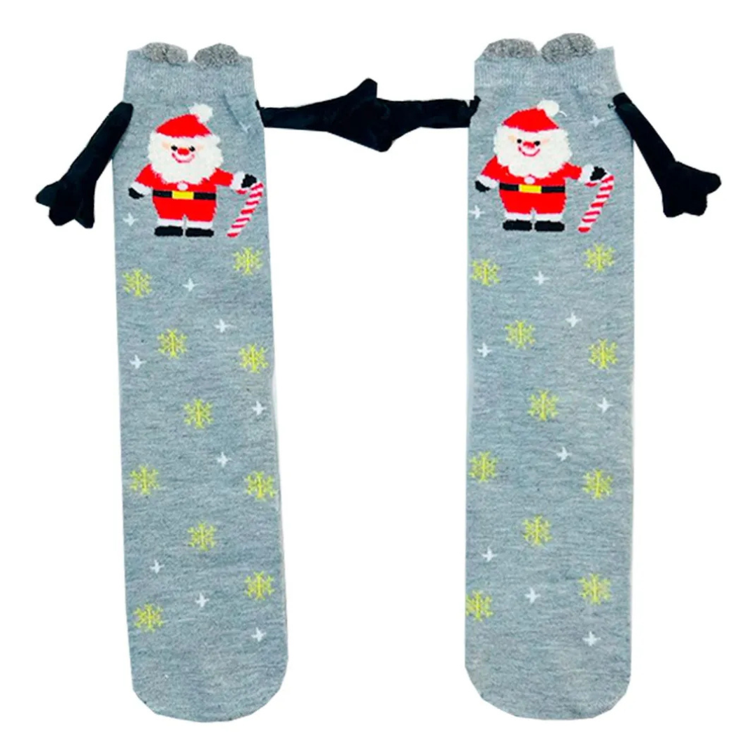 Calcetas Navideñas Manitas Imán Moda Cute Santa Claus Con Bastón (1 par)