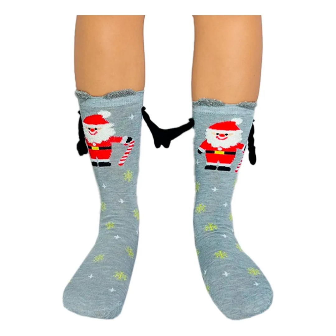 Calcetas Navideñas Manitas Imán Moda Cute Santa Claus Con Bastón (1 par)