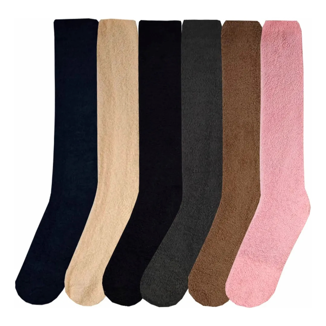 Calcetas De Peluche Lisas Algodón Suaves (4 Pares)