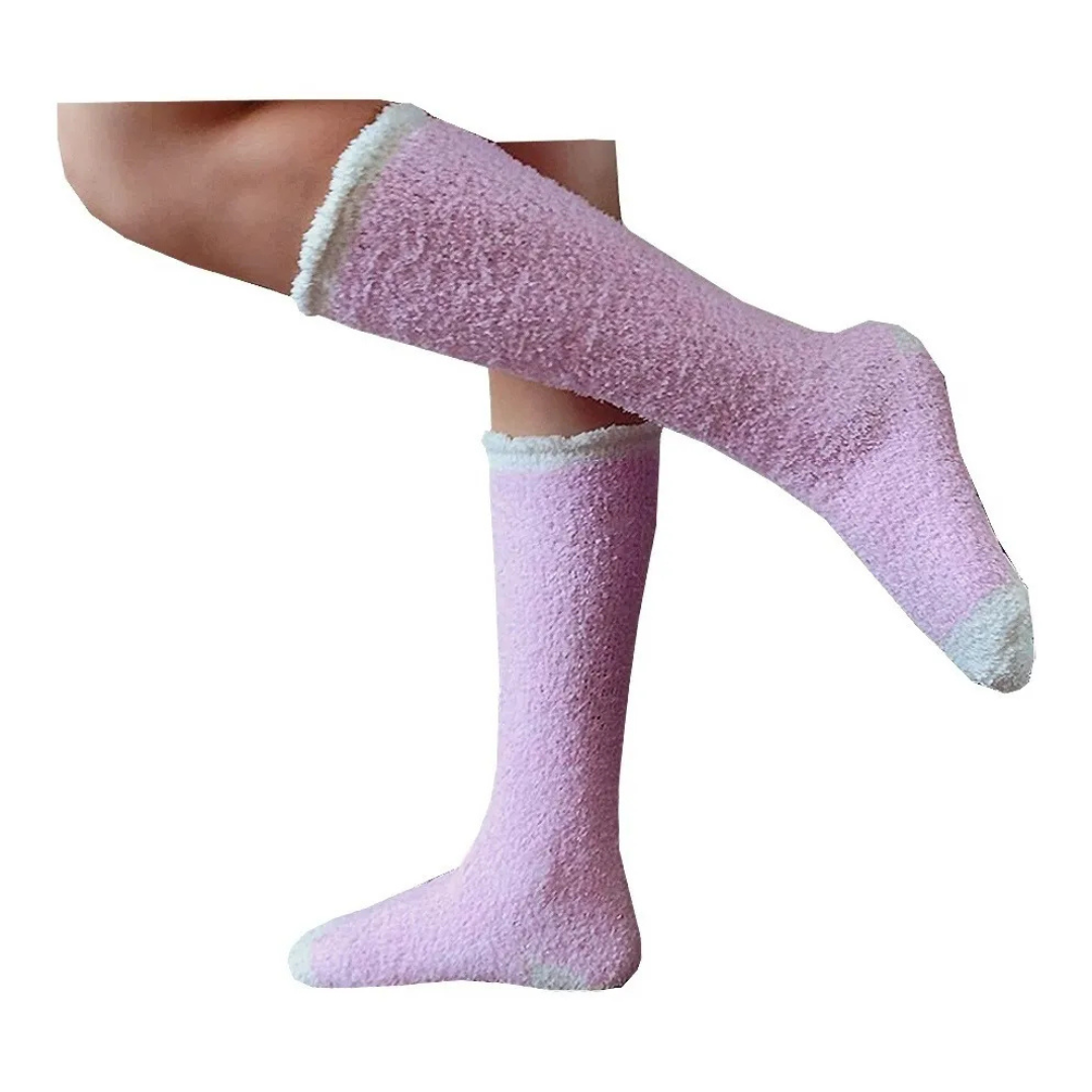 Calcetas De Peluche Lisas Algodón Suaves (4 Pares)