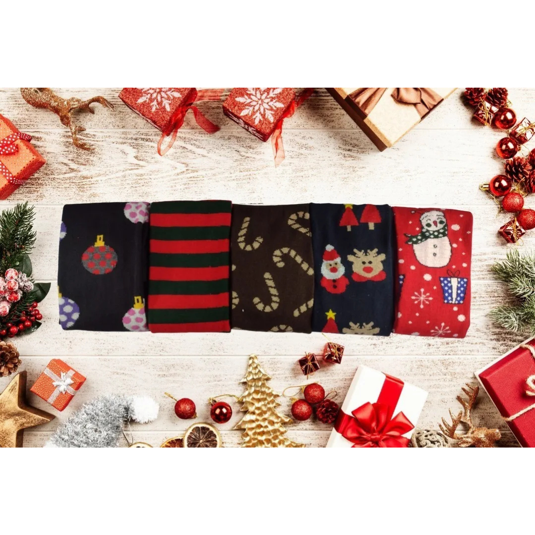Medias Navidad Mujer Algodón Moda Rayas "Verde/Rojo" (1 par)