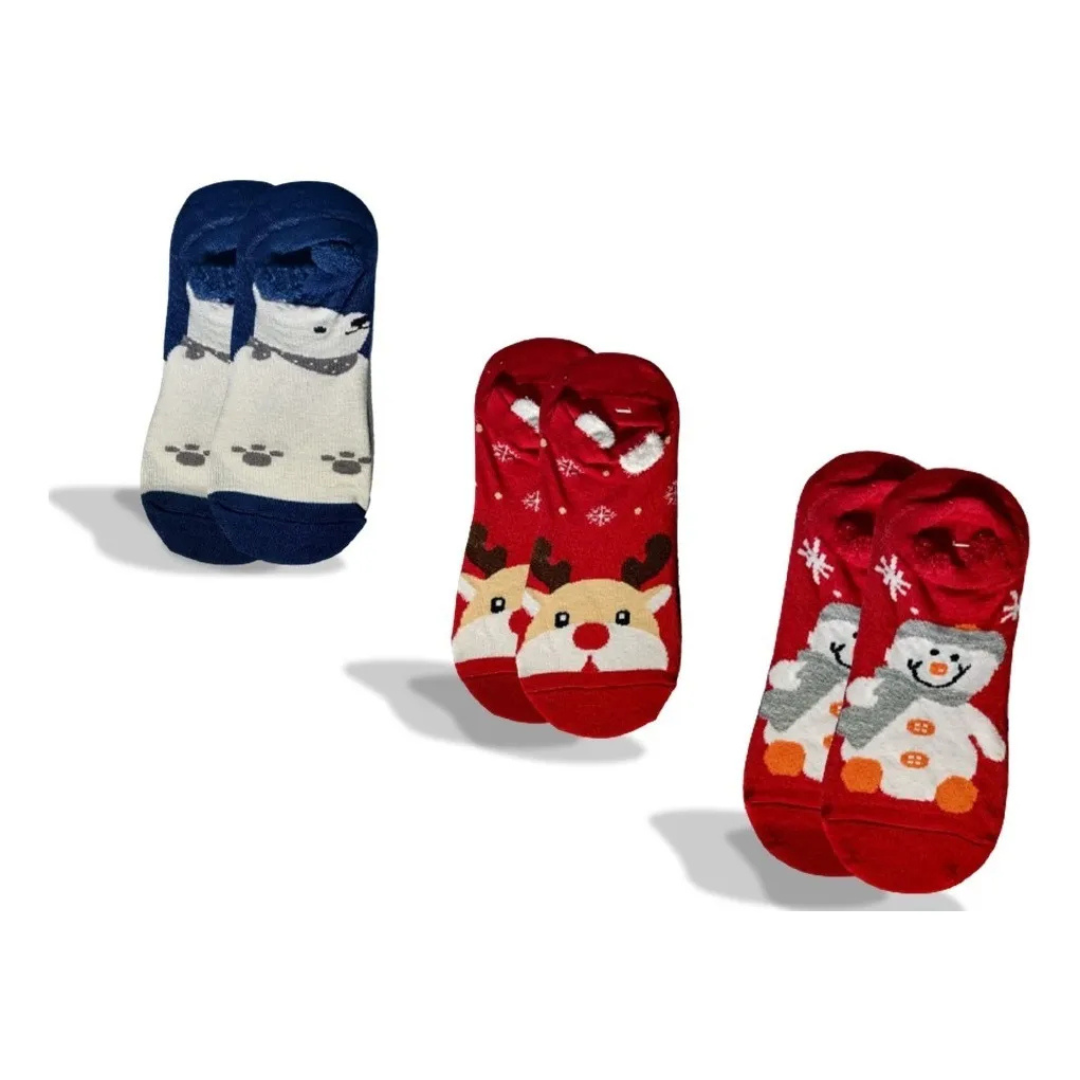 Calcetas Navideñas De Mujer Orejitas Algodón Moda Calidad (12 pares)