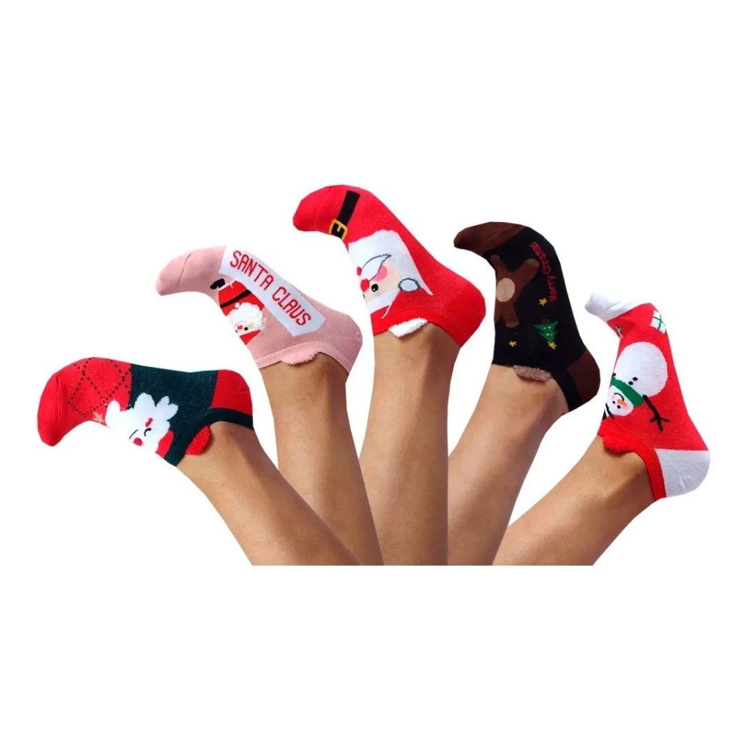 Calcetas Navideñas De Mujer Orejitas Algodón Moda Calidad (12 pares)