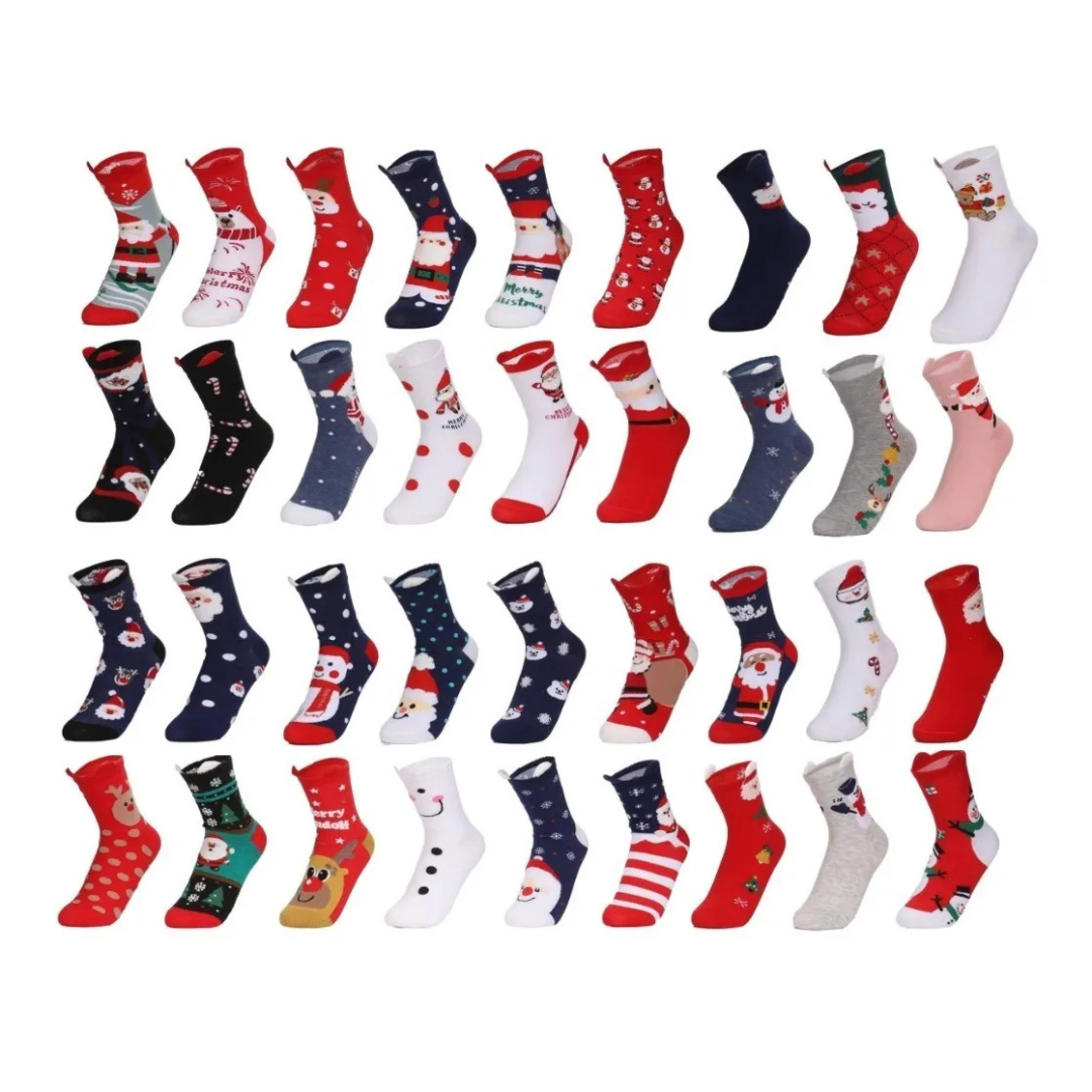 Calcetas Navideñas De Mujer Orejitas Algodón Moda Calidad (12 pares)