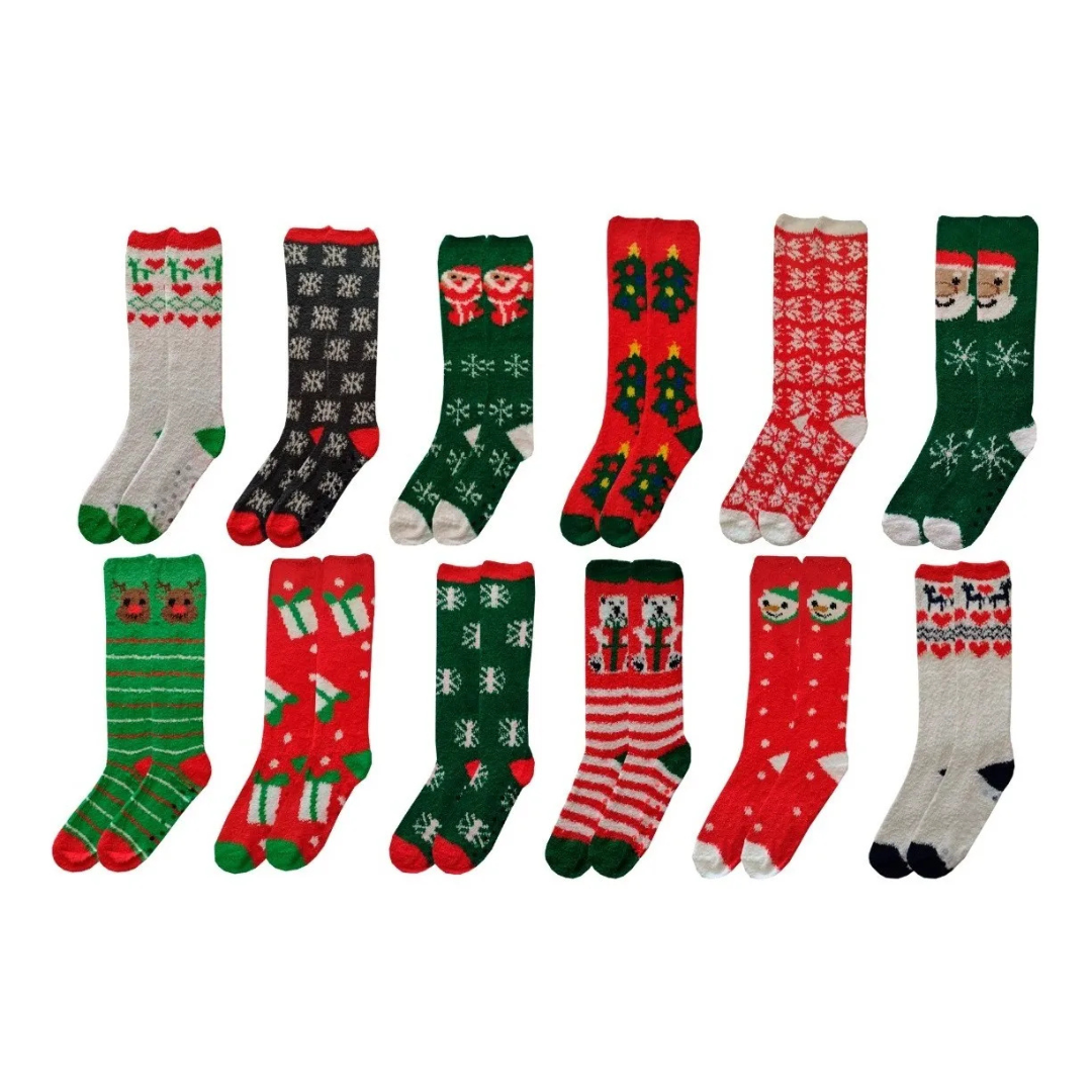 Calcetas Afelpadas Navidad Peluche Térmicas (4 Pares)