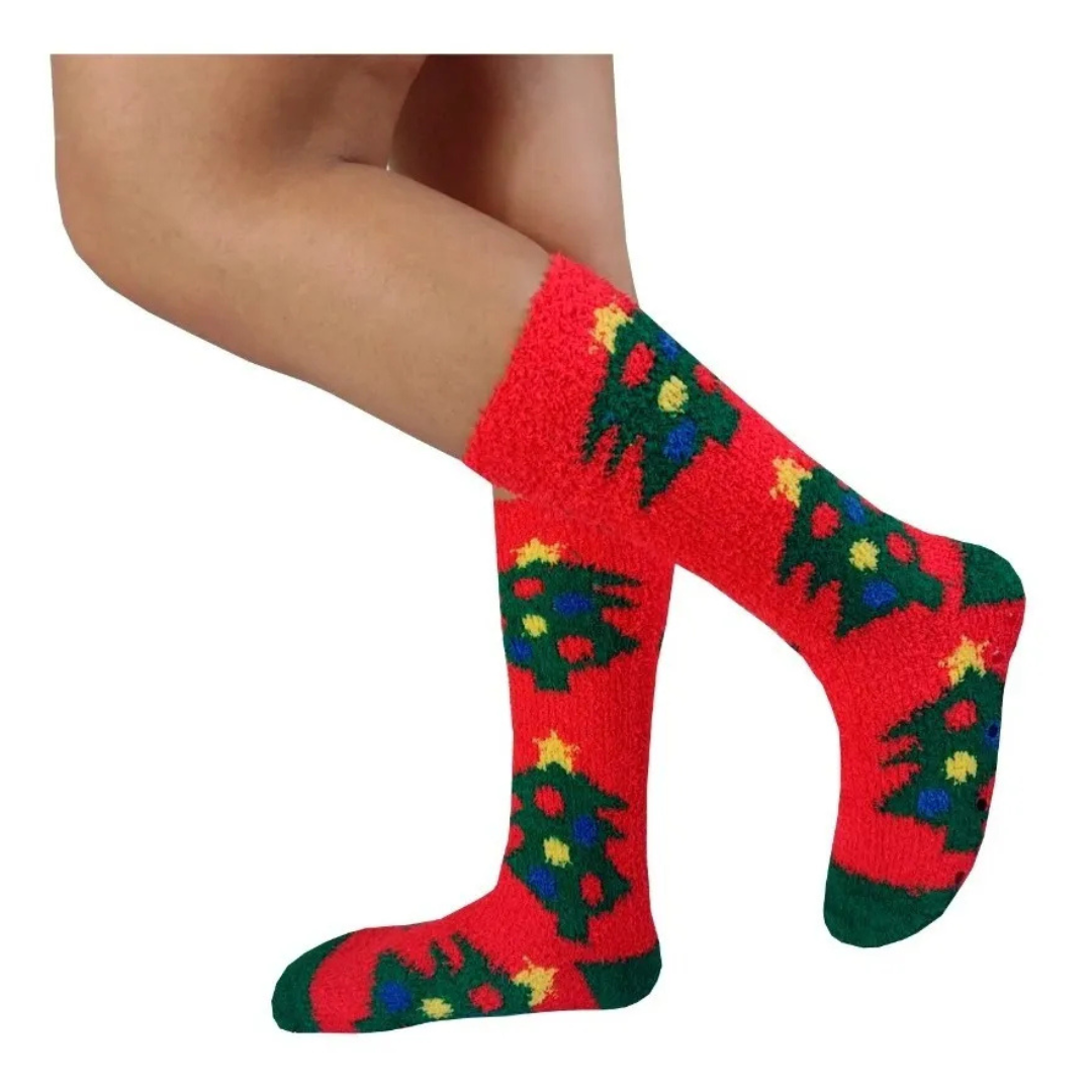 Calcetas Afelpadas Navidad Peluche Térmicas (4 Pares)