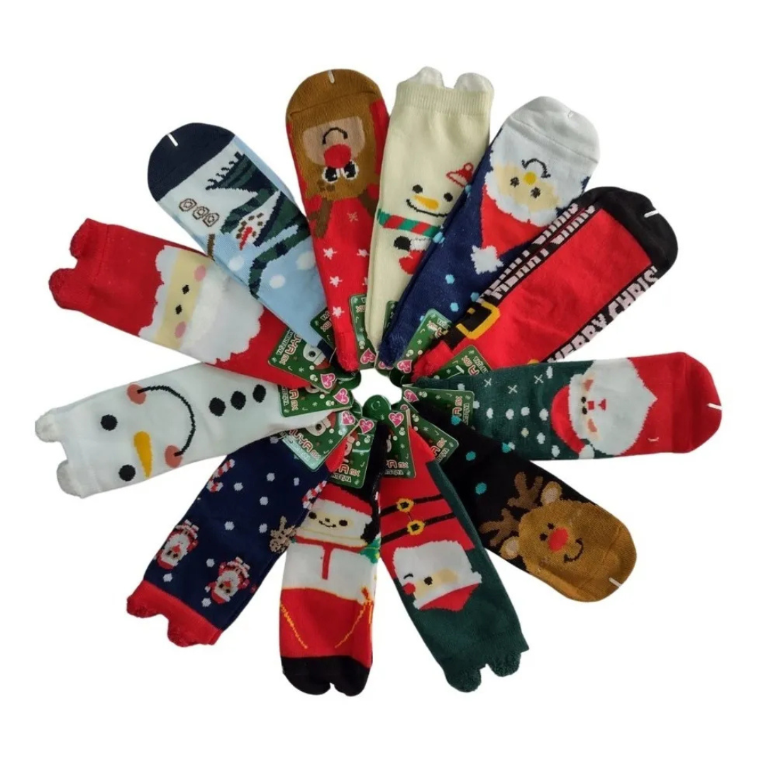 Calcetas Navideñas Infantil Orejitas Algodón Moda Calidad (12 pares)