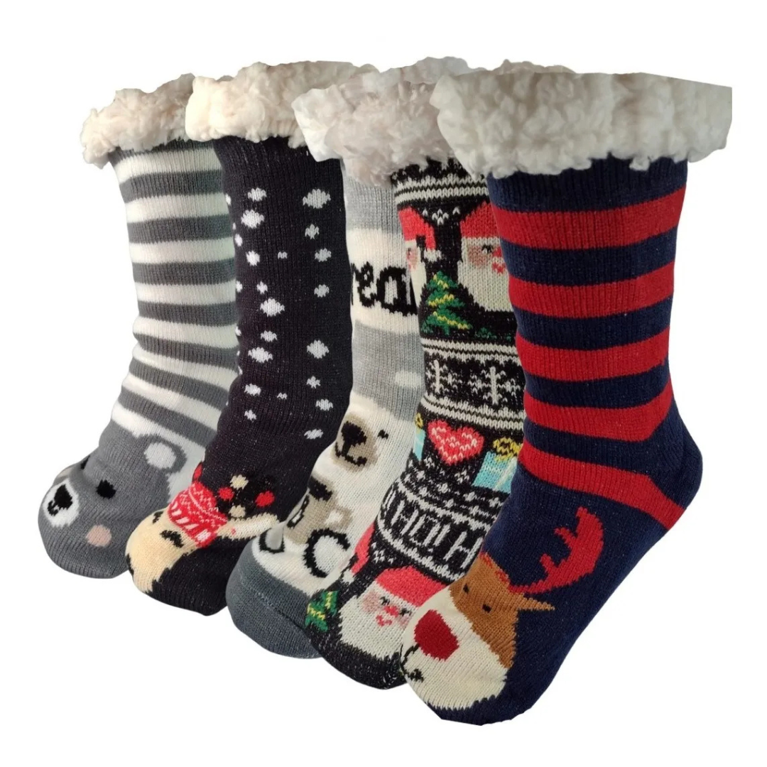 Calcetines De Borrego Peluche Térmicas Navidad (2 pares)