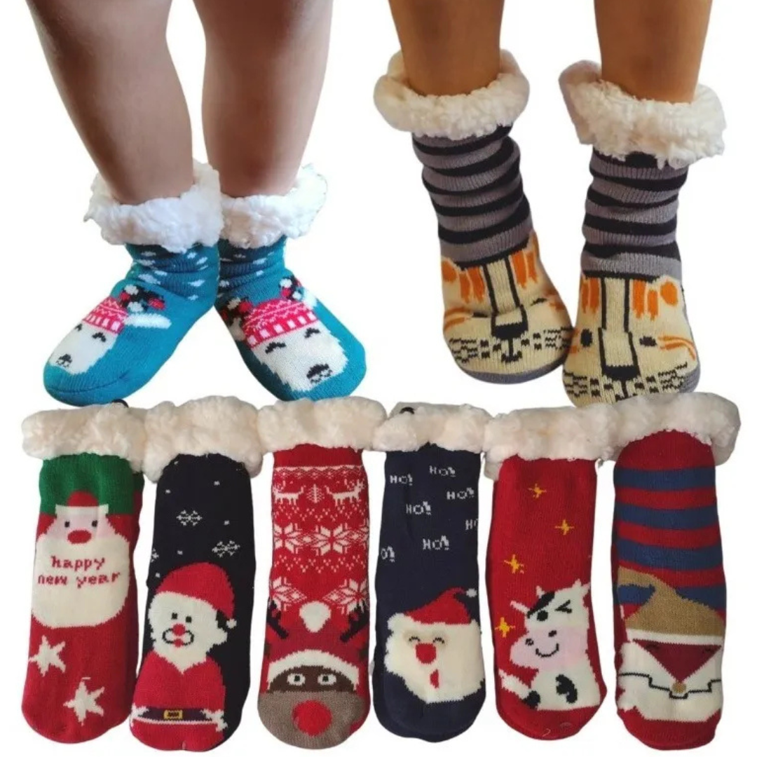 Calcetines De Borrego Peluche Térmicas Navidad (2 pares)