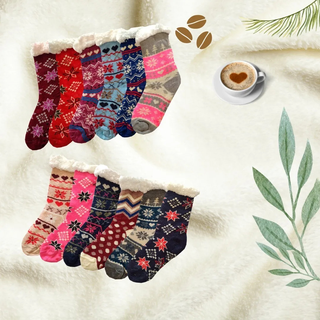 Calcetines De Borrego Peluche Térmicas Navidad (2 pares)