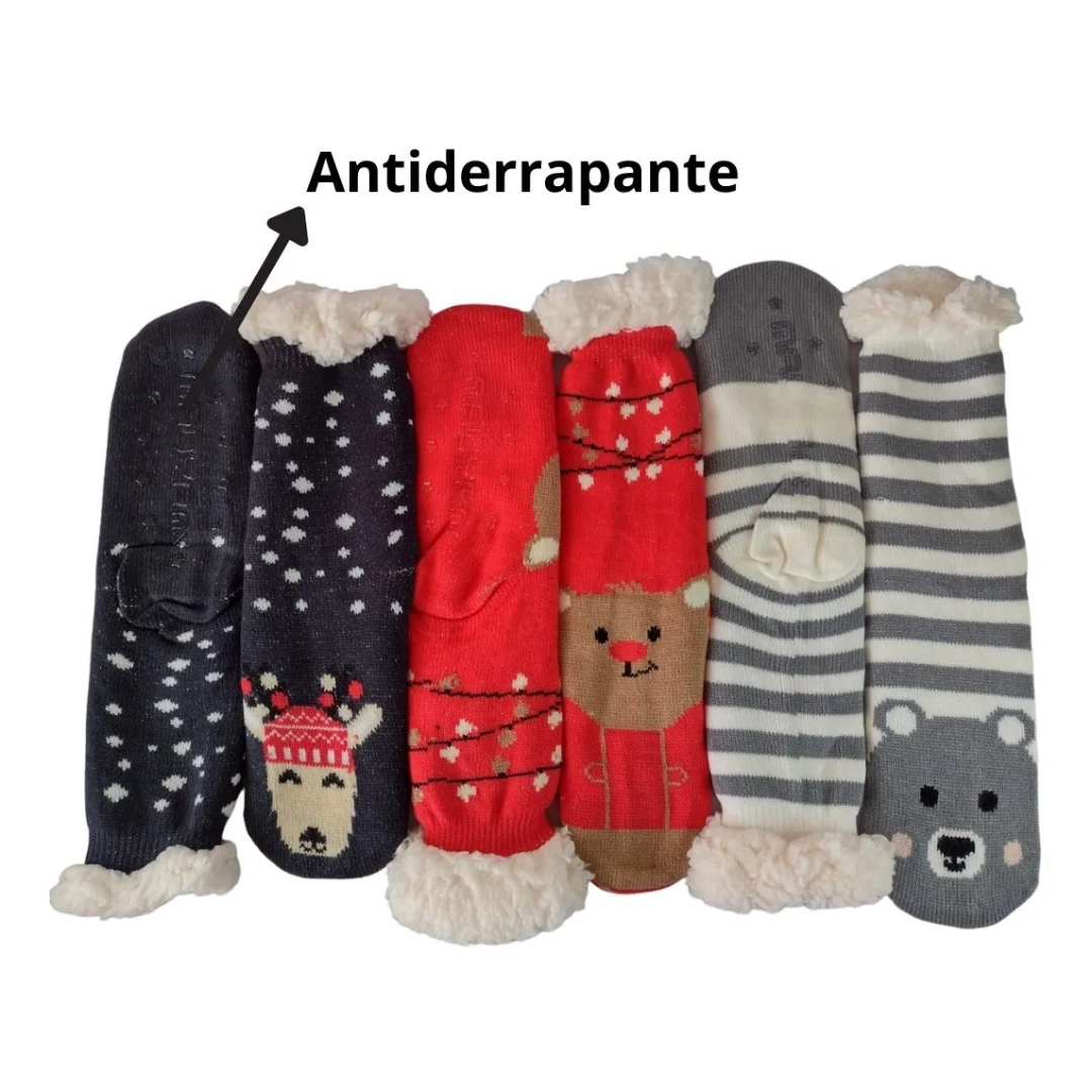 Calcetines De Borrego Peluche Térmicas Navidad (2 pares)