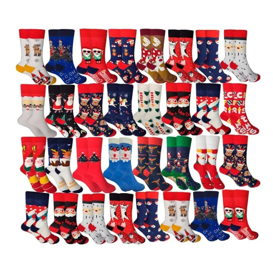 Calcetines Navideños Largos De Mujer/Hombre Calidad (12 pares)