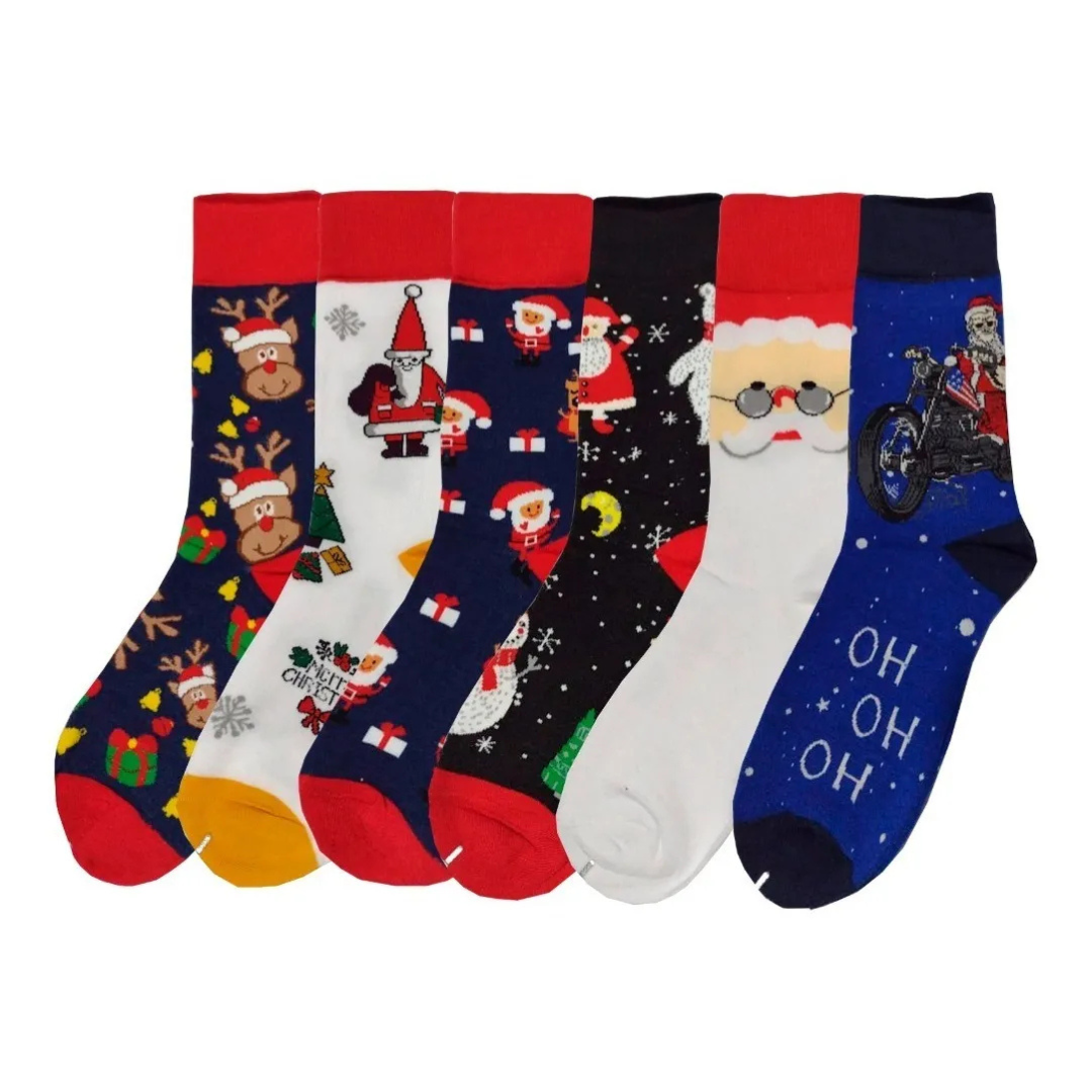 Calcetines Navideños Largos De Mujer/Hombre Calidad (12 pares)