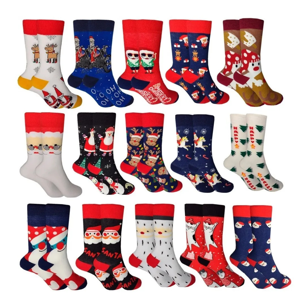 Calcetines Navideños Largos De Mujer/Hombre Calidad (12 pares)