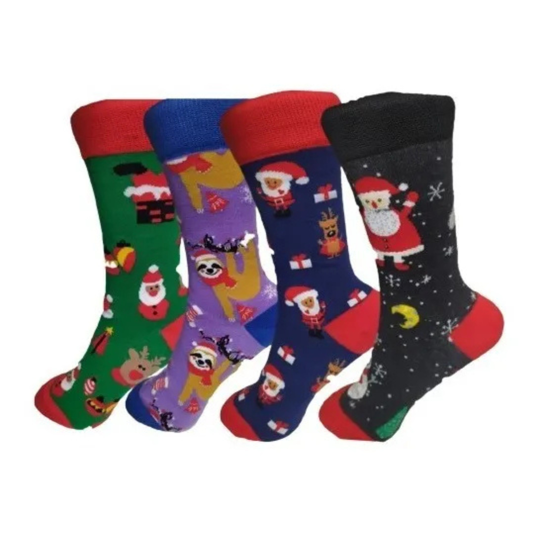 Calcetines Navideños Largos De Mujer/Hombre Calidad (12 pares)